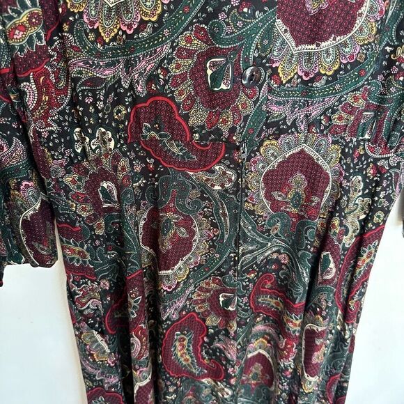 E.D Michaels Vintage Women’s Intricate Damask Dark Paisley Drop Waist Midi Dress - Picture 12 of 16
